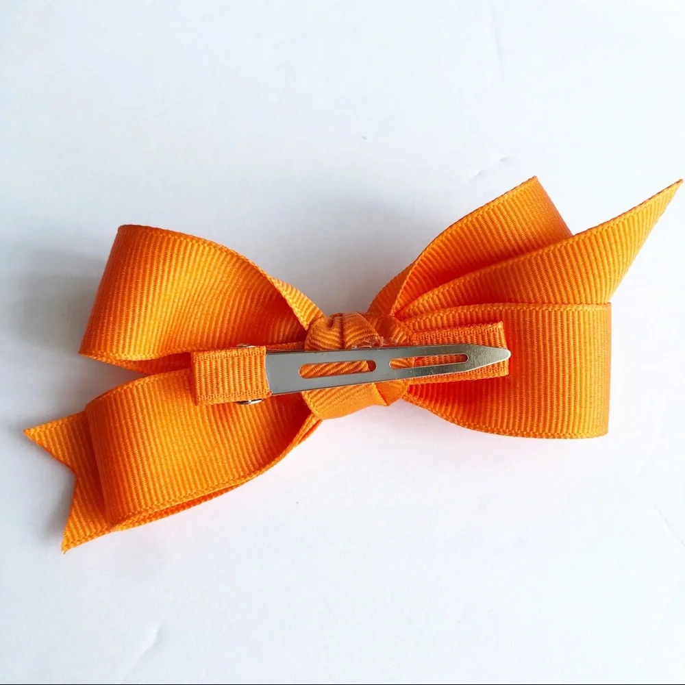 Girls Small Orange Bright Spring Hair Bow NEW